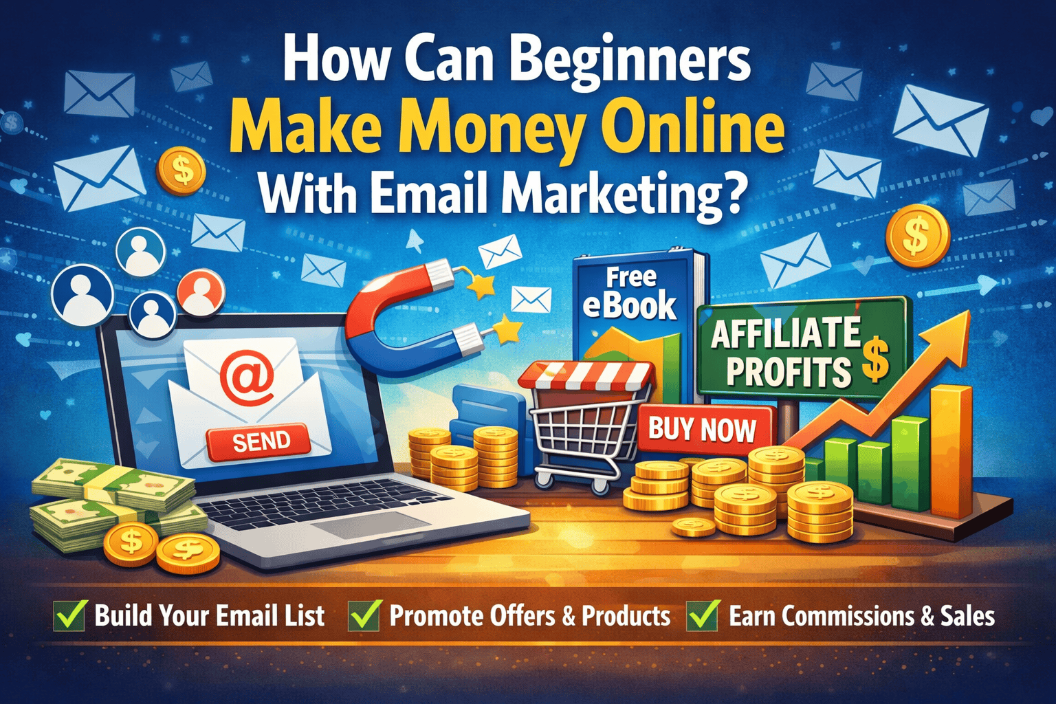 How can beginners make money online with email marketing?