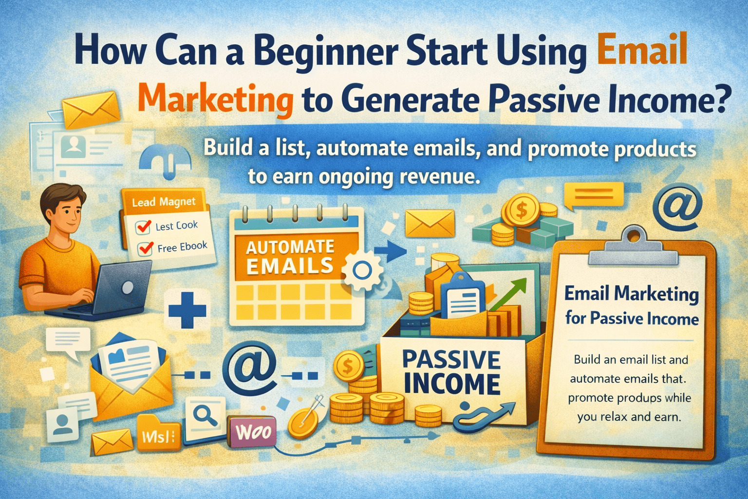 How can a beginner start using email marketing to generate passive income?